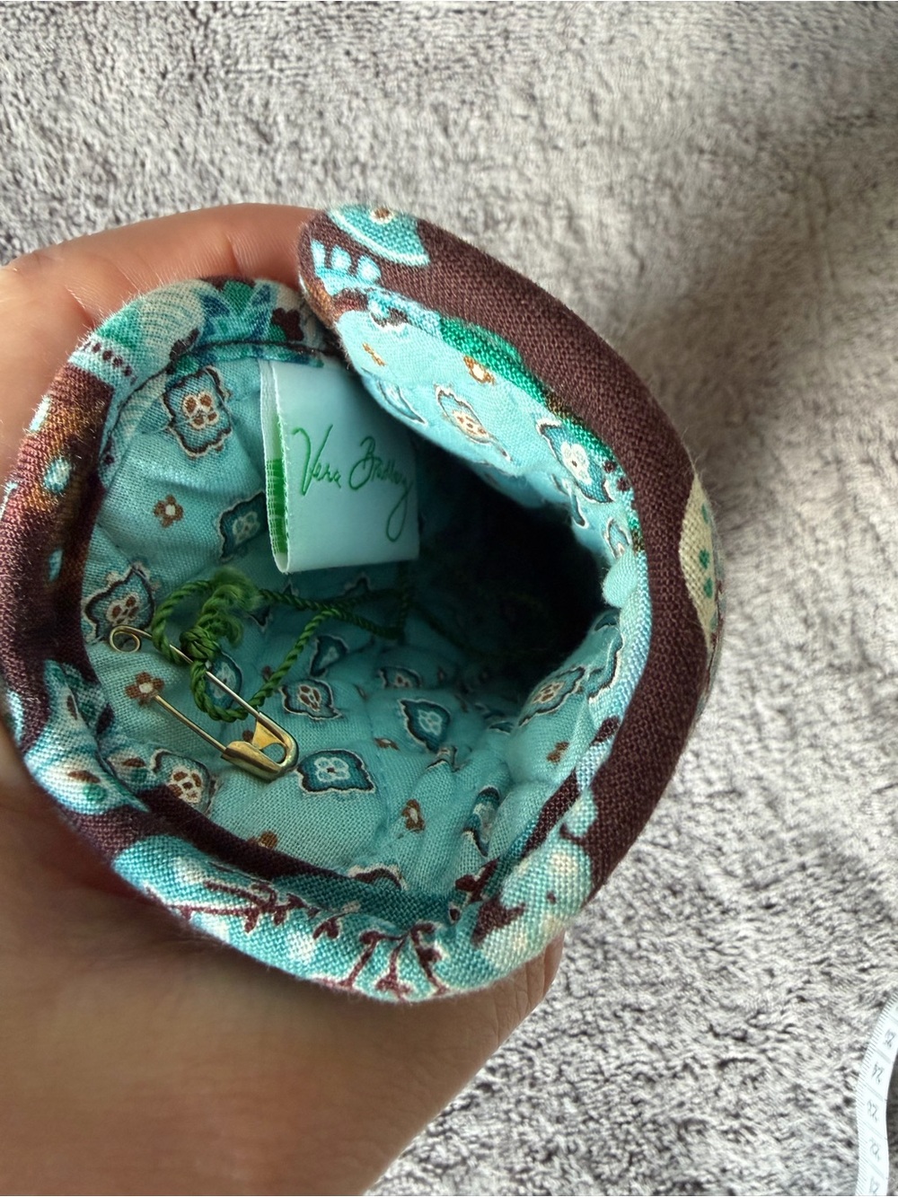 Vera Bradley Turquoise&Brown Floral (Java Blue) Quilted Sunglasses/Glasses Pouch - Picture 3 of 7